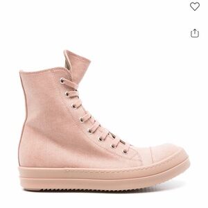 Rick Owens Blush Suede Lace-Up High-Top Boot